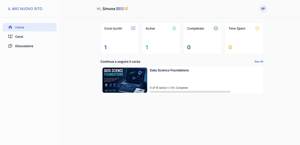 Tutor Lms Corso Dashboard Utente