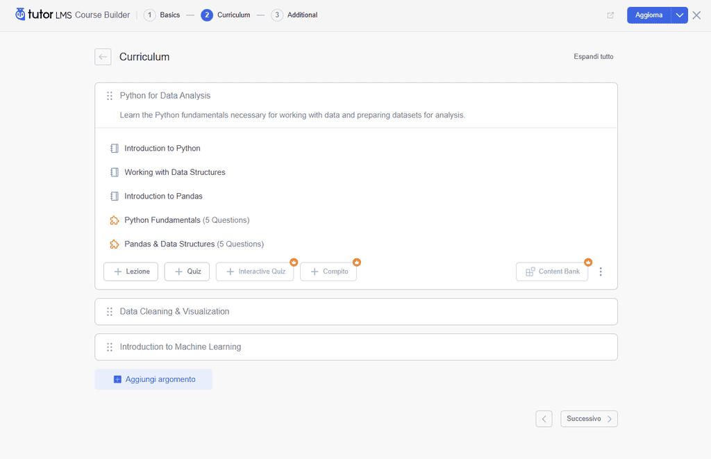 Tutor Lms Curriculum Corso