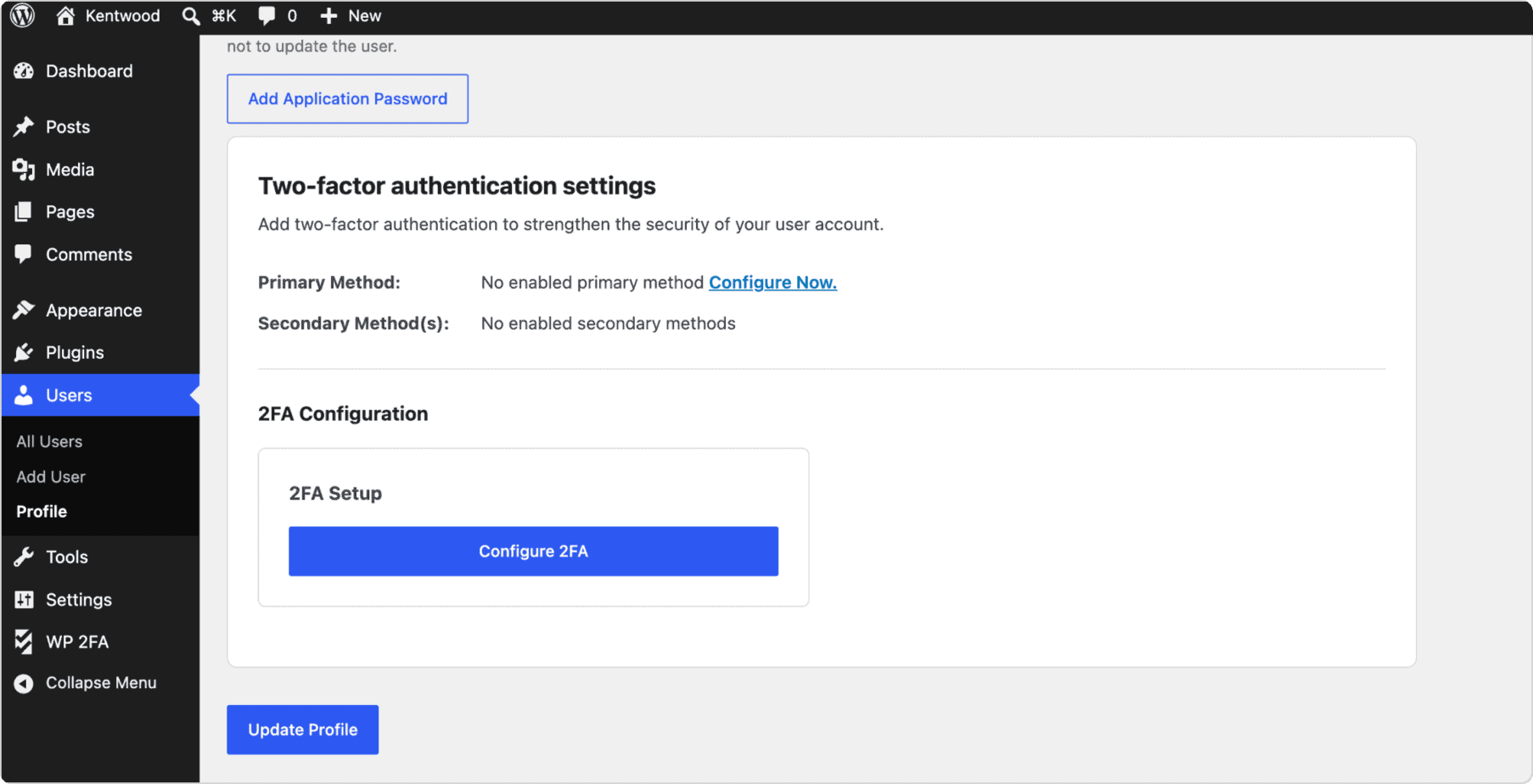 Wp 2fa Impostazioni Pagina Profilo