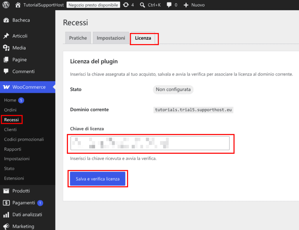 Attivare Licenza Plugin Elaborup Recesso 54 Bis Woocommerce