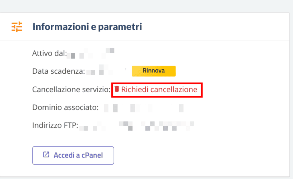 Disdetta Keliweb Richiedi Cancellazione Hosting