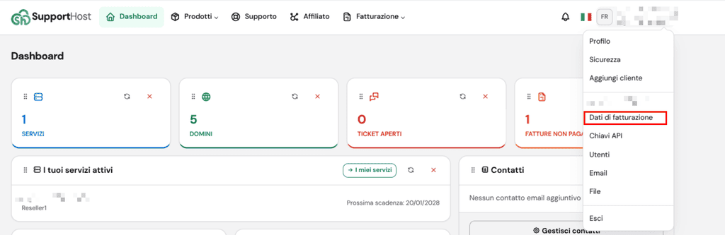 Supporthost Portal Dati Fatturazione