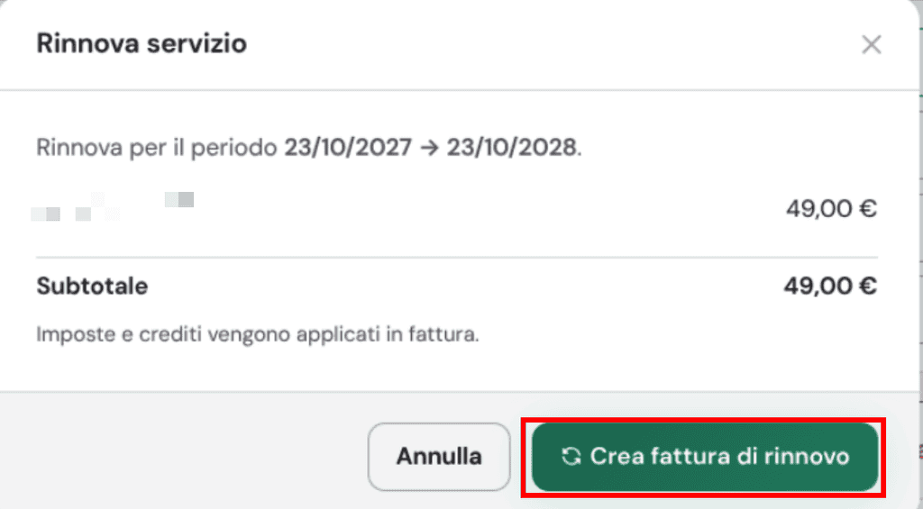 Supporthost Rinnova Crea Fattura