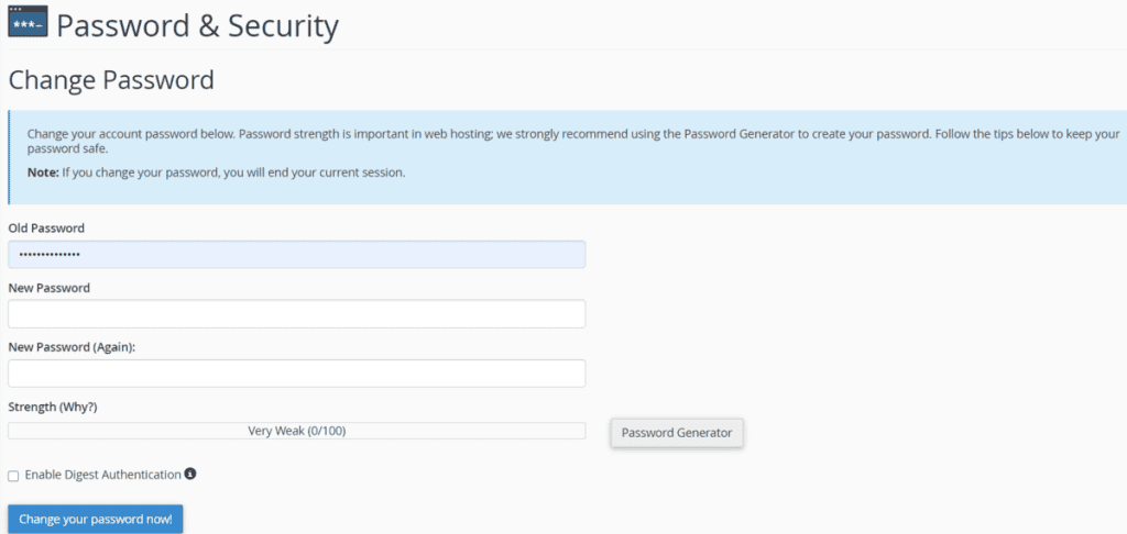 Change Cpanel Password