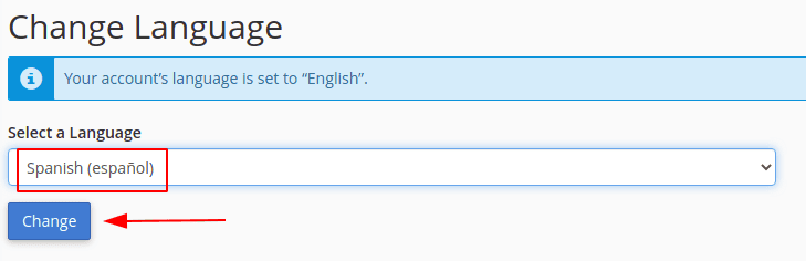 Cpanel Change Language Select