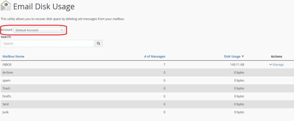 Email Disk Usage Change Account