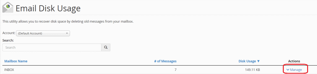 Email Disk Usage Manage