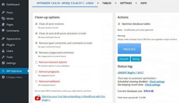 Optimize Database WordPress