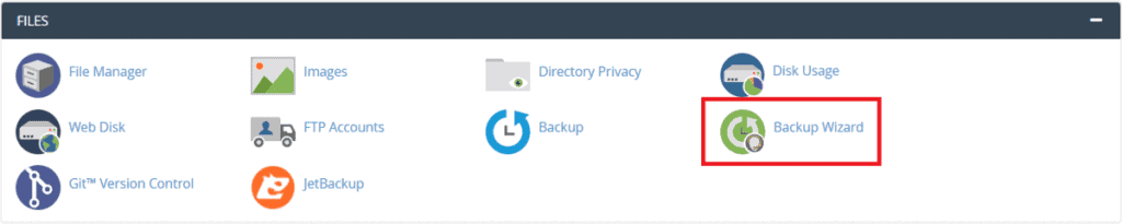 Backup Wizard Cpanel