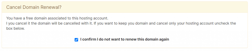 Cancel Free Domain