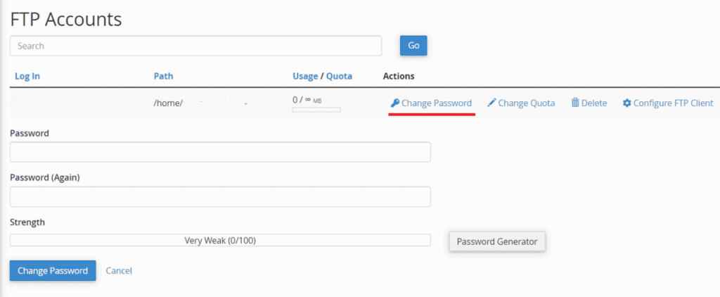 Change Password Ftp Account