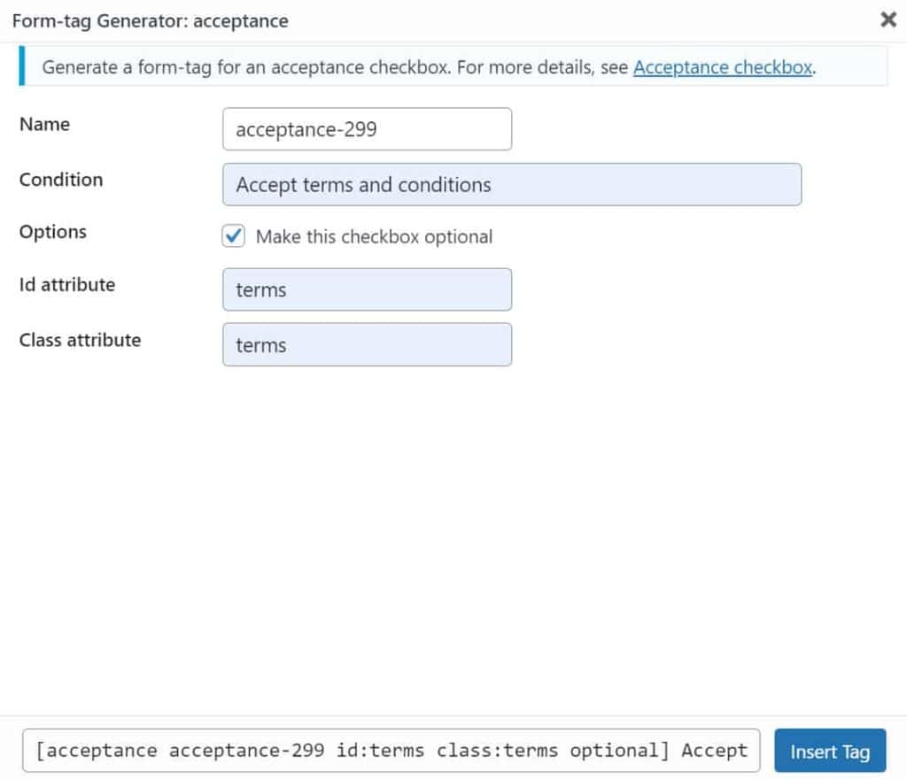 Contact Form Acceptance