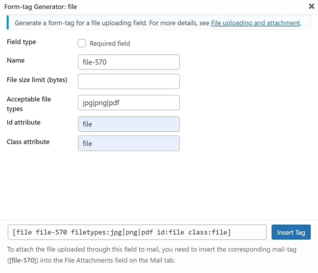 Contact Form Attached Files