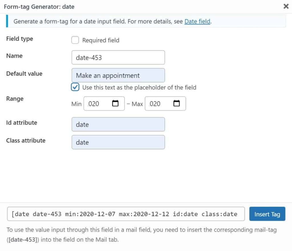 Contact Form Date