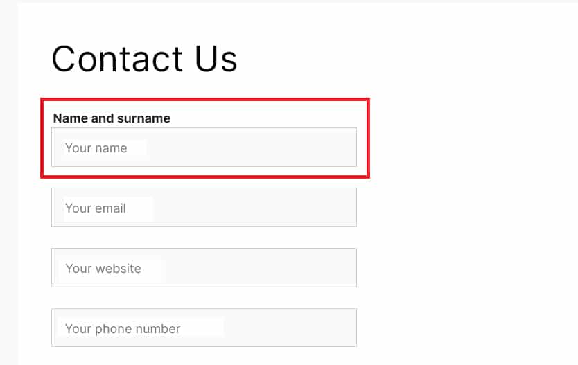 Contact Form Formatted Line Text