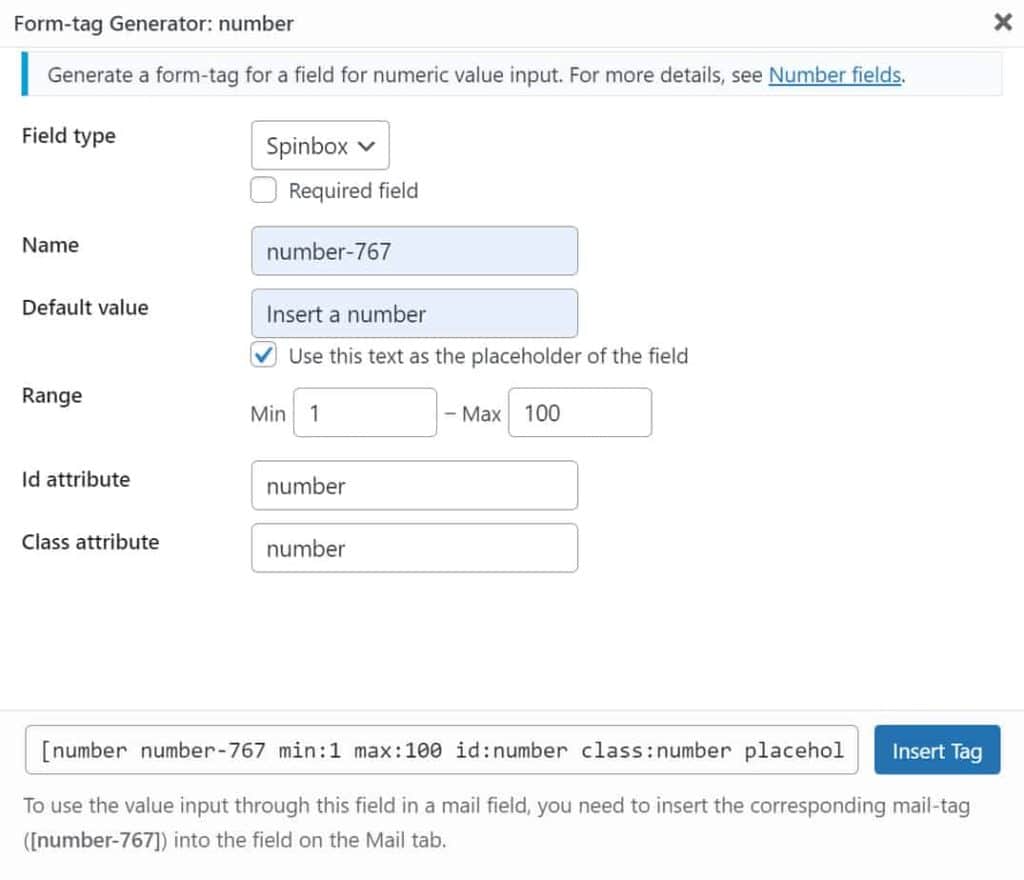 Contact Form Number