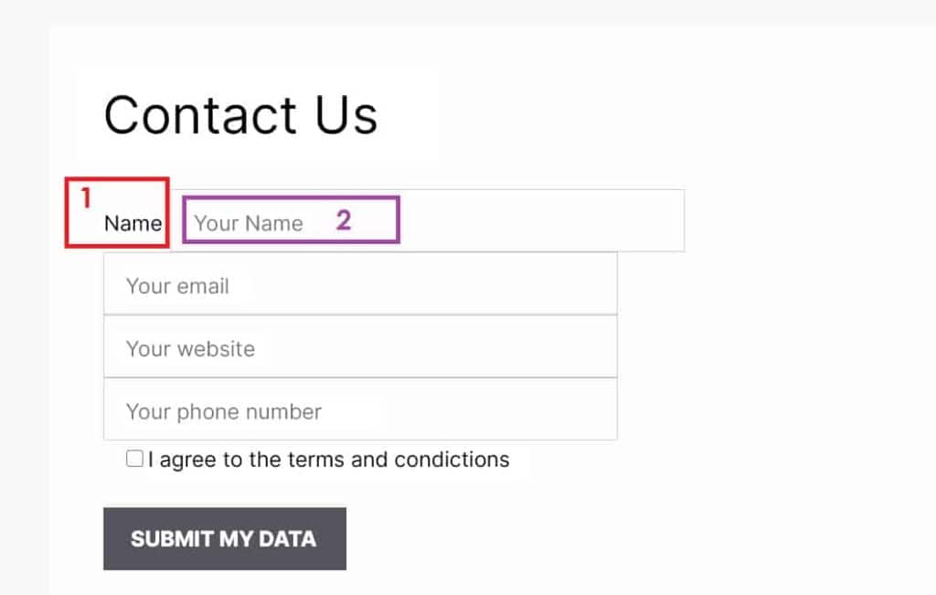 Contact Form Placeholder And Label