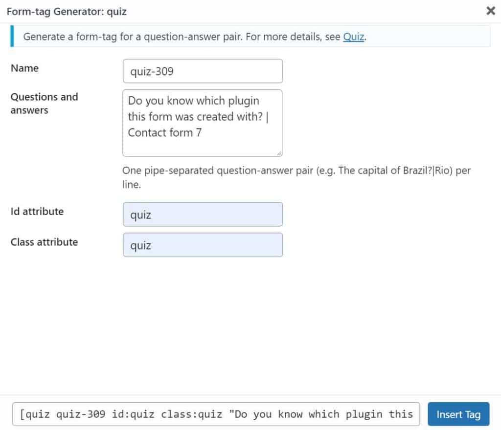 Contact Form Quiz