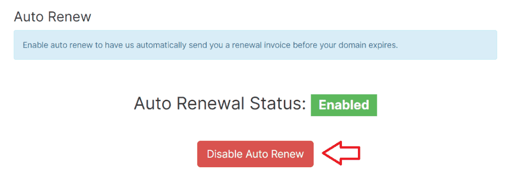 Disable Auto Renew Domain