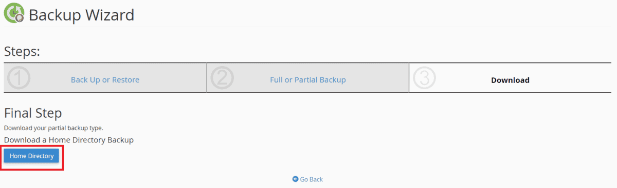 cPanel Backup Wizard - SupportHost