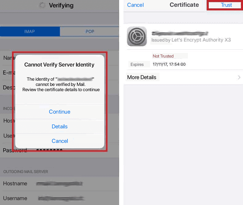 how to verify server certificate for gmail on mac