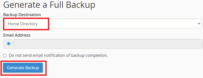 Generate A Full Backup