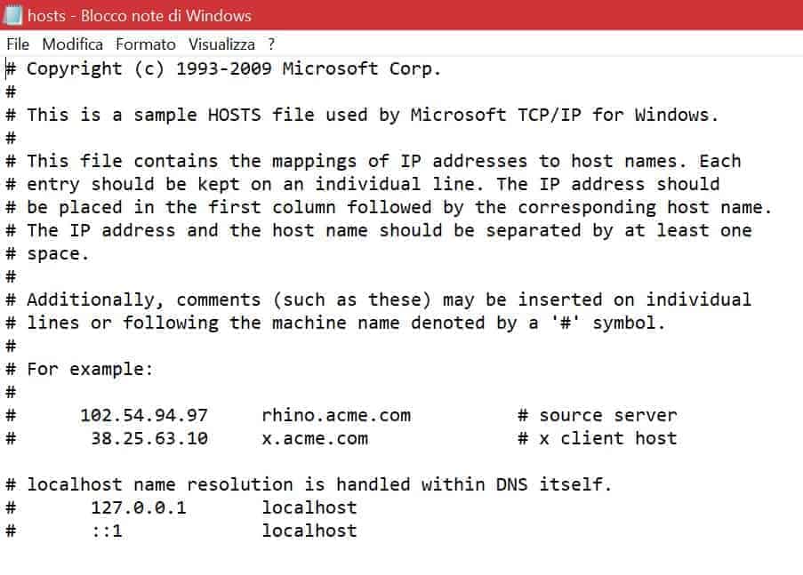 Host пример. Hosts file location.