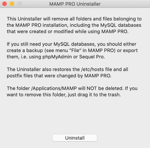 uninstall mamp mac