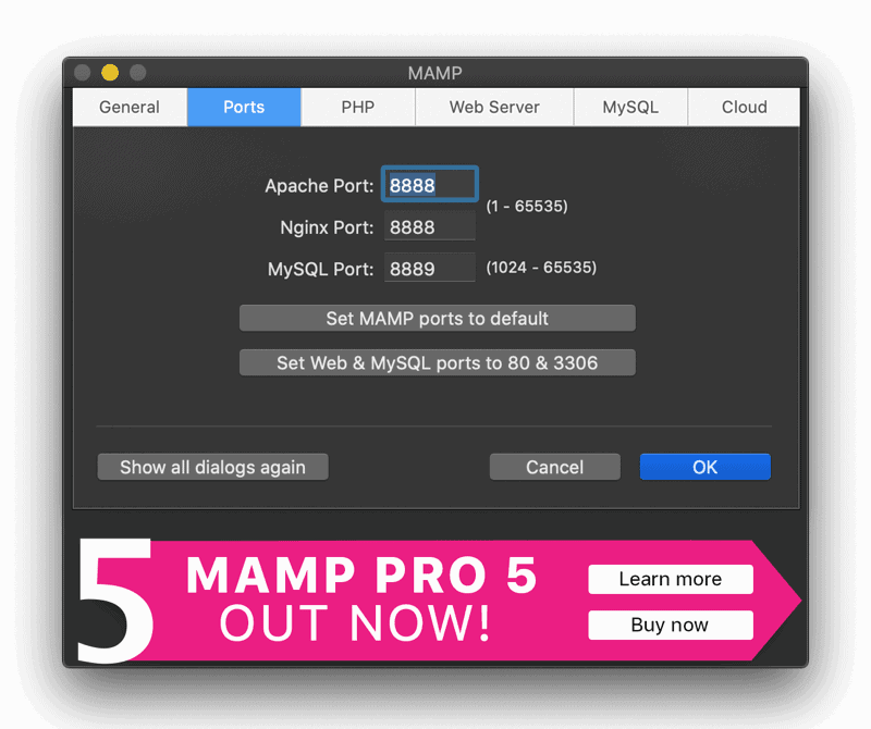 Mamp Ports Preference