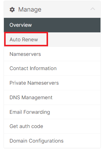 Manage Auto Renew