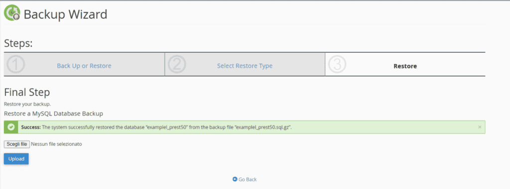 Mysql Backup Restored