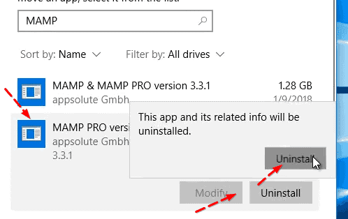 uninstall mamp