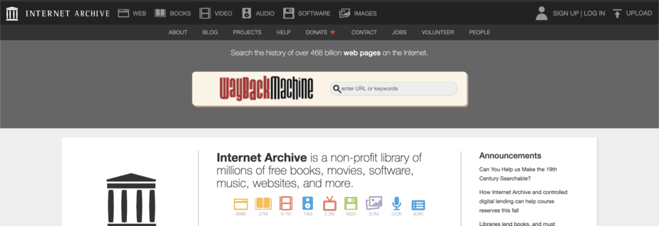 Alternative Search Engine Internet Archive