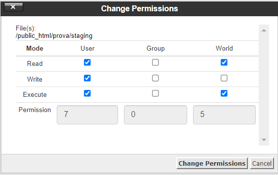 File Manager Change Permissions