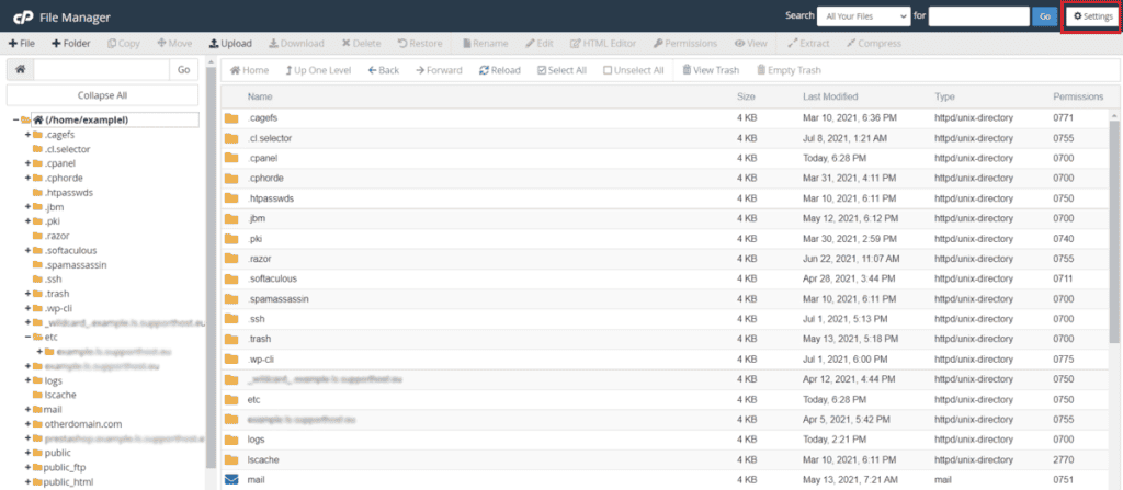 File Manager Settings