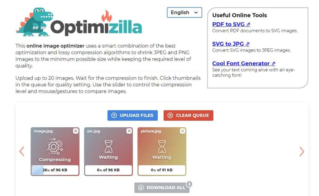 Optimizilla How Compress Images