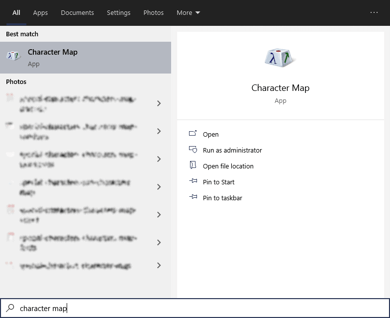 Special Characters Character Map Windows