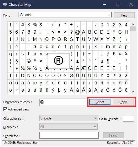 standard windows alternate keyboard characters