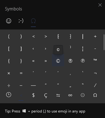 Special Characters Windows 10