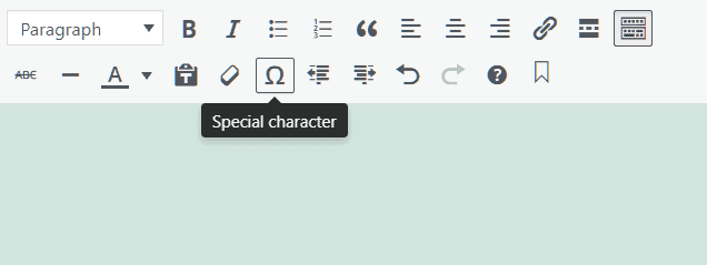 Special Characters WordPress Classic Editor
