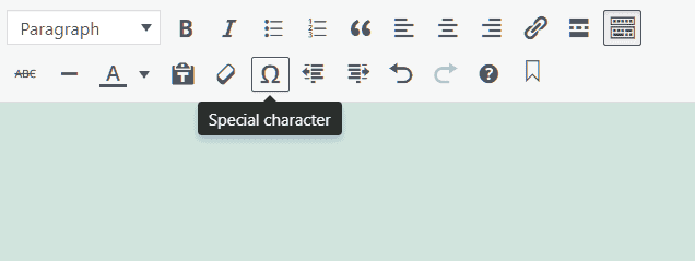 Special Characters WordPress Classic Editor