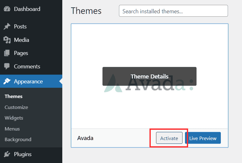 How Activate Avada In WordPress