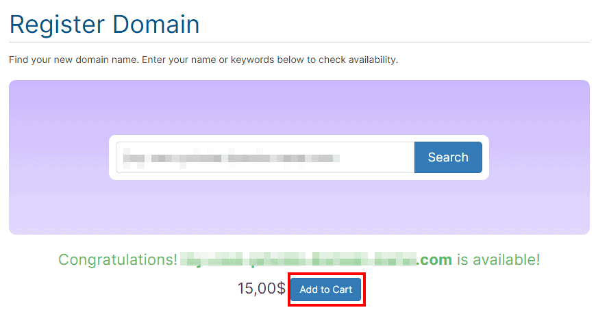 Add Domain To Cart