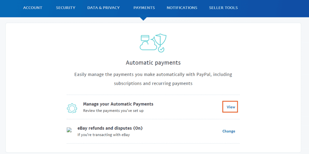 visualização de pagamentos automáticos