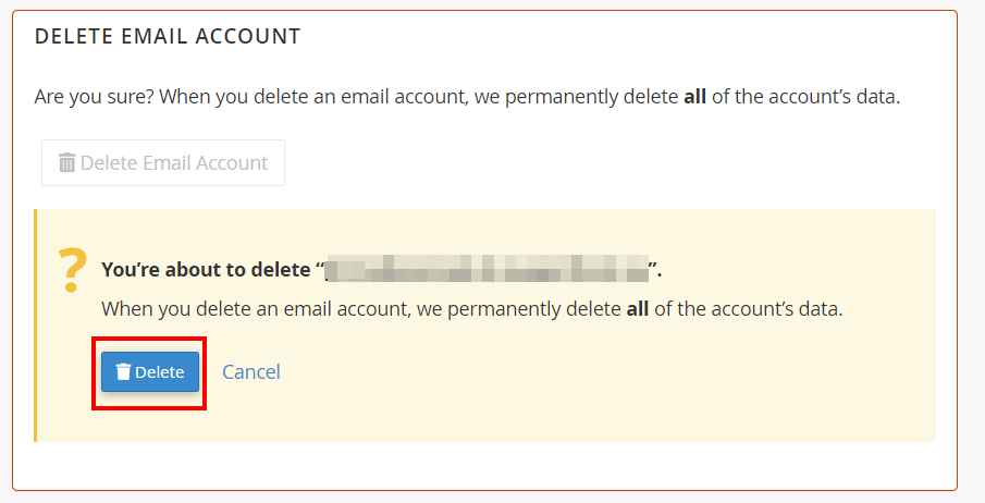 Confirm Delete Email Account