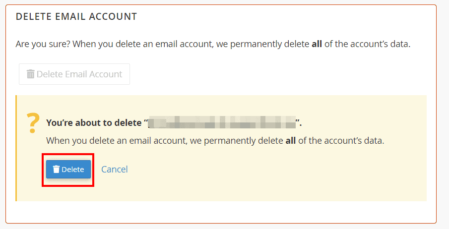 Confirm Delete Email Account