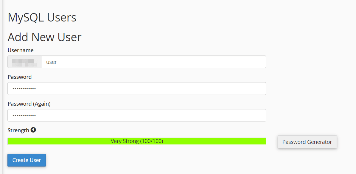 Create Database Add New User