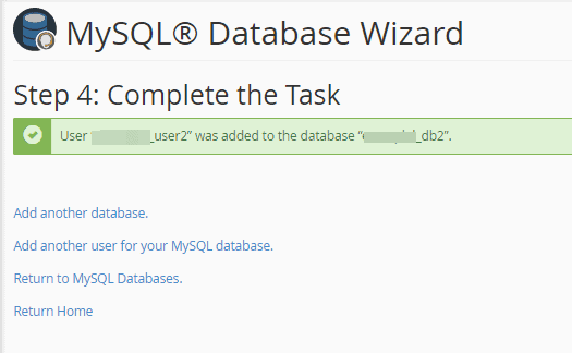 Create Database Wizard Step 4
