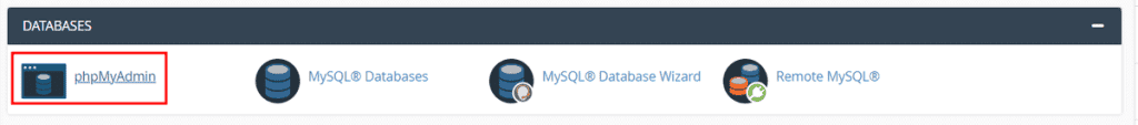 Databases Phpmyadmin Cpanel