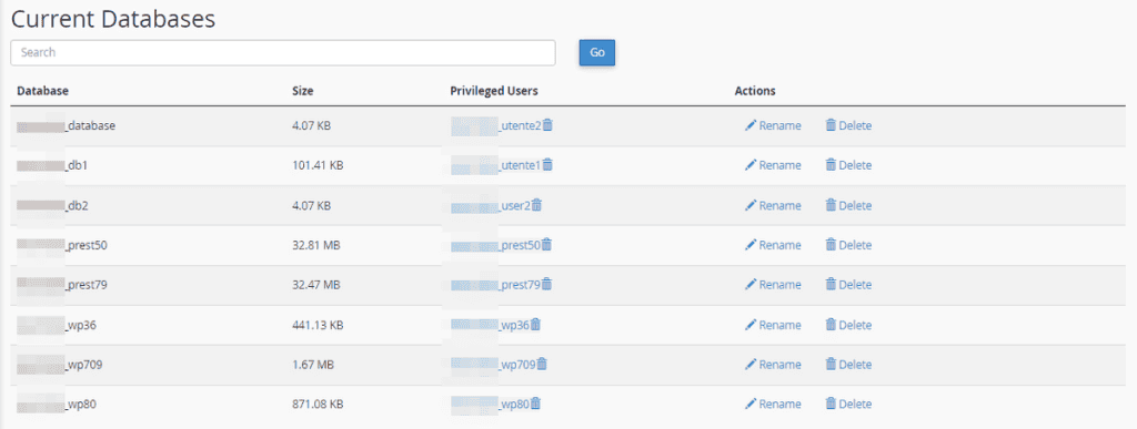 Delete Databases Current Databases